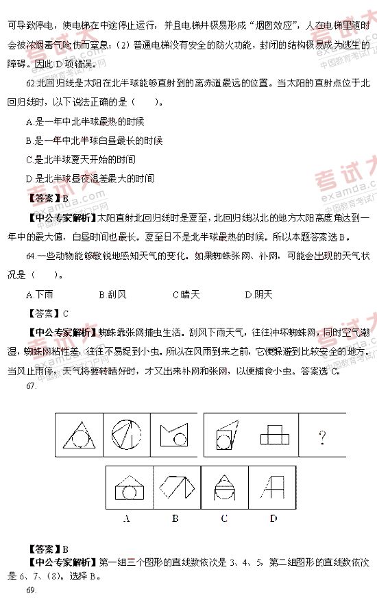 2011年广东省公务员考试行测部分真题答案及解析